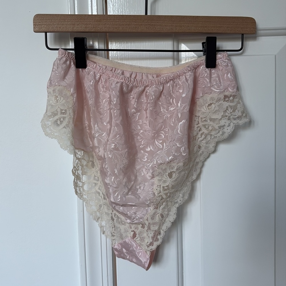 VTG Christian Dior Lingerie Set ILGWU lace patterned baby pink old Hollywood - Picture 7 of 13